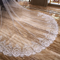 Pearls 4m long White wedding Accessories Soft Tulle veil for bride Scalloped edges wedding veils